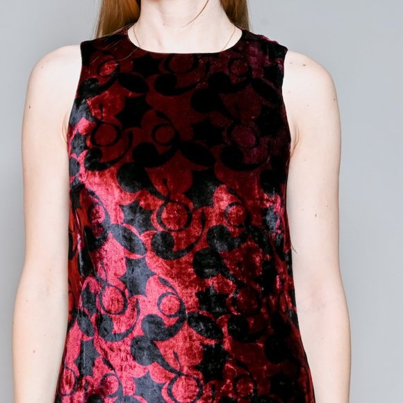 VERSUS VERSACE Vintage  90s Floral Velvet Maxi Dress Sz 42 - Picture 2 of 6